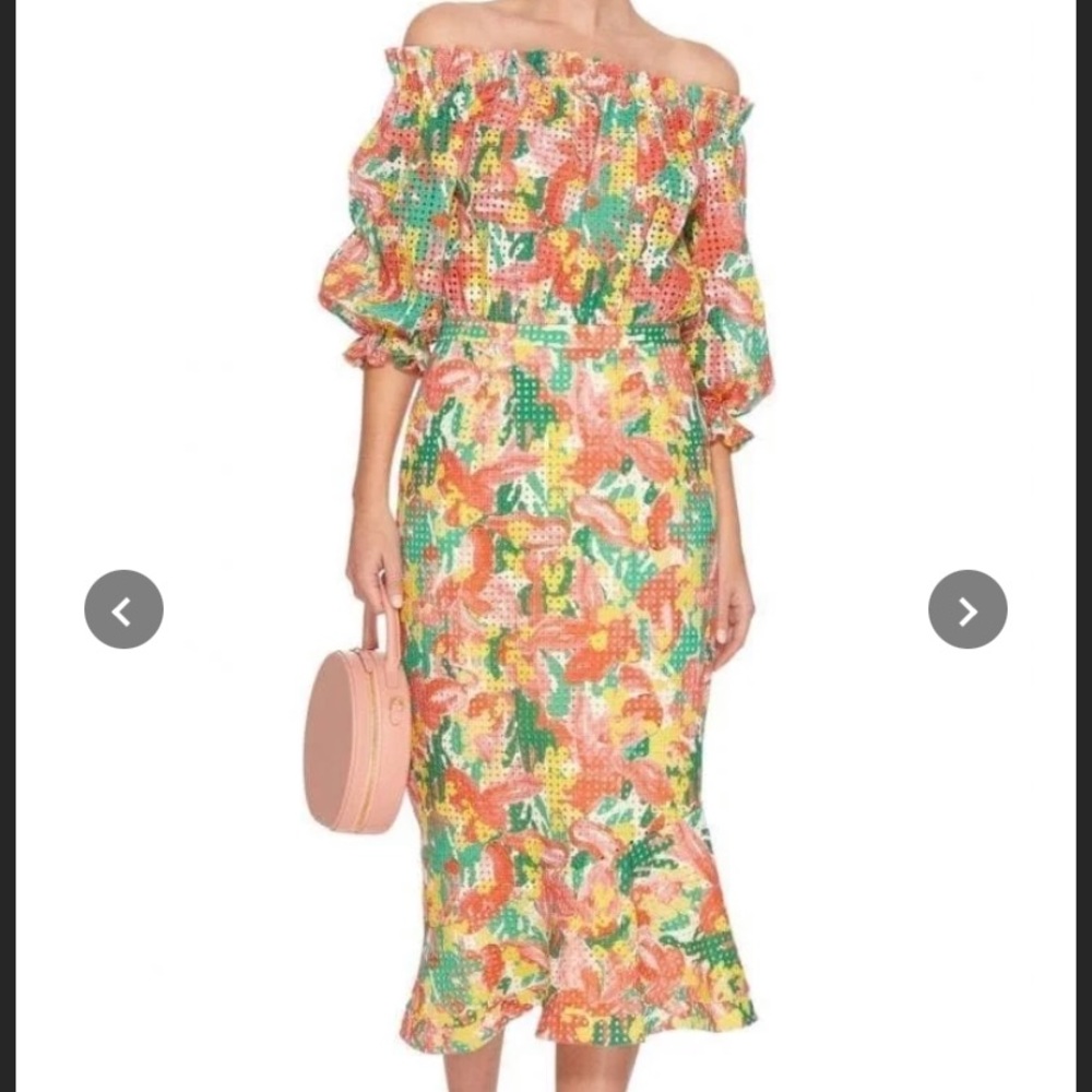 Saloni Grace Off Shoulder Ruffle Dress